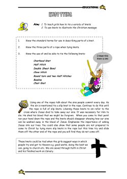 Aim: 1. To teach girls how to tie a variety of knots. 2. To use knots to
