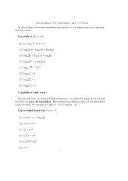 1. Logarithmic and exponential functions In this section, we review