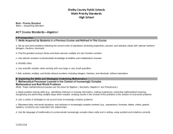 Grades 9-12 Math Priority Standards