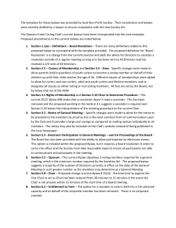 Explanation of Changes - New Constitution/Bylaws
