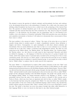 FOLLOWING A FALSE TRAIL — THE SEARCH FOR THE HITTITES
