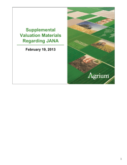Supplemental Valuation Materials Regarding JANA