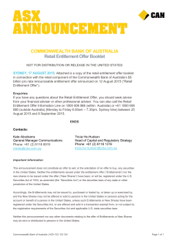 Retail Entitlement offer booklet