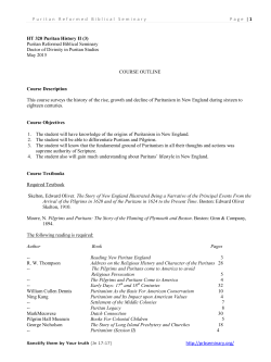 HT 320 Puritan History II - Puritan Reformed Biblical Seminary
