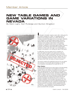 Member Article NEW TABLE GAMES AND GAME VARIATIONS IN