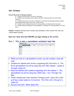 SS1 Formulas Part 1. This is what a spreadsheet worksheet looks