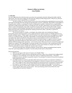 Science`s Effect on Society Case Studies