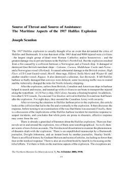The Maritime Aspects of the 1917 Halifax Explosion