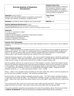 Solving Systems of Equations Introduction