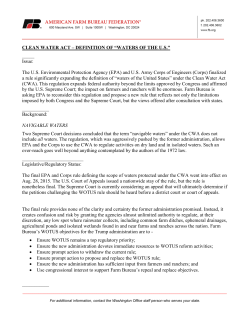 CLEAN WATER ACT &ndash; DEFINITION OF &ldquo;WATERS OF THE US&rdquo;