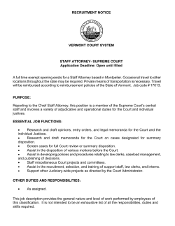 RECRUITMENT NOTICE VERMONT COURT SYSTEM STAFF