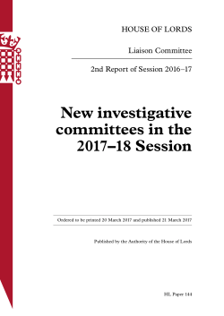 New investigative committees in the 2017&ndash;18 Session