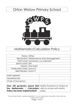 (A - B) Mathematics Calculation Policy