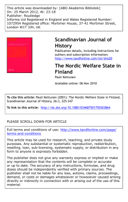 The Nordic Welfare State in Finland
