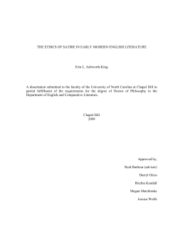 THE ETHICS OF SATIRE IN EARLY MODERN ENGLISH