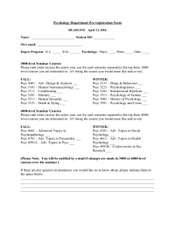 Psychology Department Pre-registration Form 3000