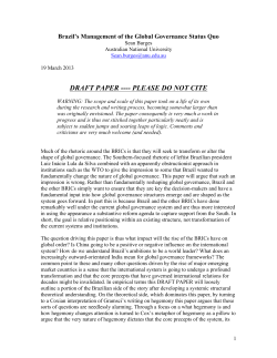 Brazil`s Management of the Global Governance Status Quo