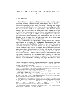 JURY NULLIFICATION: FIXING THE LAW WHEN POLITICIANS