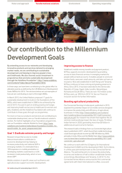 Our contribution to the Millennium Development Goals
