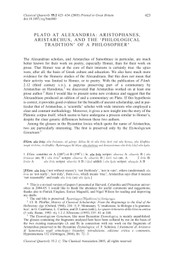 PLATO AT ALEXANDRIA: ARISTOPHANES, ARISTARCHUS, AND