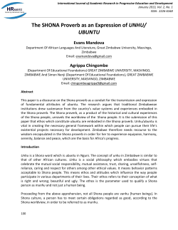 The SHONA Proverb as an Expression of UNHU/ UBUNTU