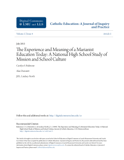 The Experience and Meaning of a Marianist Education Today: A