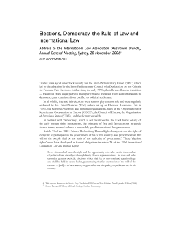 Elections, Democracy, the Rule of Law and International Law