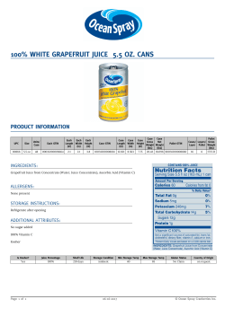100% white grapefruit juice 5.5 oz. cans product information