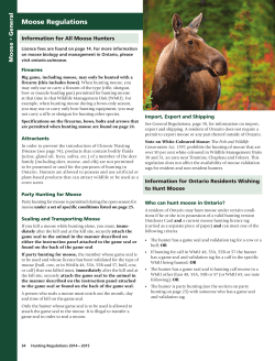 2014 Ontario Hunting Regulations Summary