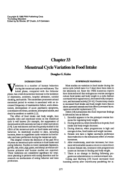 Chapter 33 Menstrual Cycle Variation in Food Intake