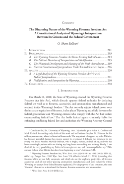 The Disarming Nature of the Wyoming Firearms Freedom Act