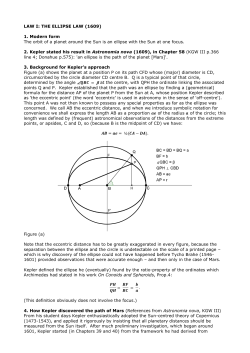 LAW I: THE ELLIPSE LAW (1609) 1. Modern form The orbit of a