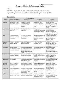 Persuasive Writing Self-Assessment Rubric Task Choose a topic
