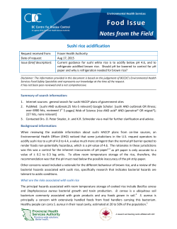 Sushi rice acidification - BC Centre for Disease Control