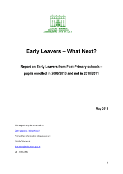 Early Leavers &ndash; What Next? - Department of Education and Skills