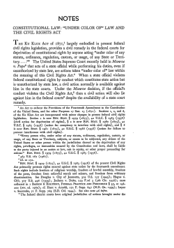 Constitutional Law: &acirc;&bull;&oelig;Under Color of&acirc;&bull;&scaron; Law and the Civil Rights Act