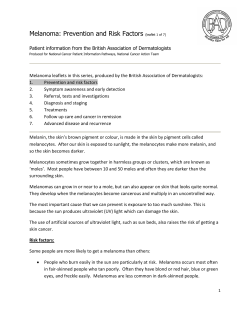 Melanoma: Prevention and Risk Factors (leaflet 1 of 7)