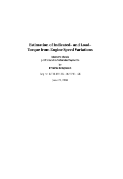 Estimation of Indicated&ndash; and Load&ndash; Torque from Engine Speed