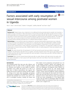 Factors associated with early resumption of sexual intercourse