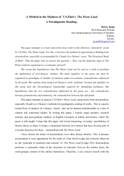 A Method in the Madness of T.S.Eliot`s The Waste Land: A