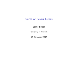 Sums of Seven Cubes - University of Warwick