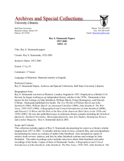 Roy S. Simmonds Papers 1927-2001 SPEC 22 Title: Roy S