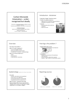 Carbon Monoxide Intoxication – under- recognised