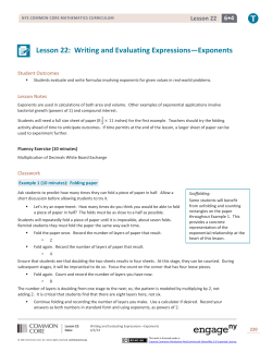 Lesson 22: Writing and Evaluating Expressions&mdash;Exponents
