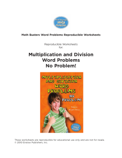 Multiplication and Division Word Problems No Problem!