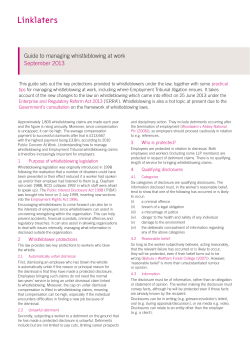 Guide to managing whistleblowing at work September