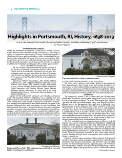 Highlights in Portsmouth, RI, History,
