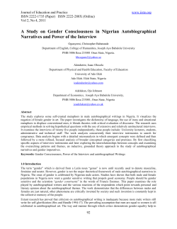 A Study on Gender Consciousness in Nigerian Autobiographical