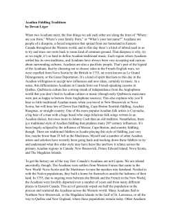 Acadian Fiddling Traditions