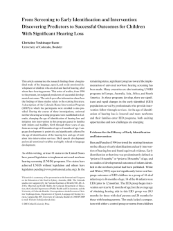 From Screening to Early Identification and Intervention: Discovering